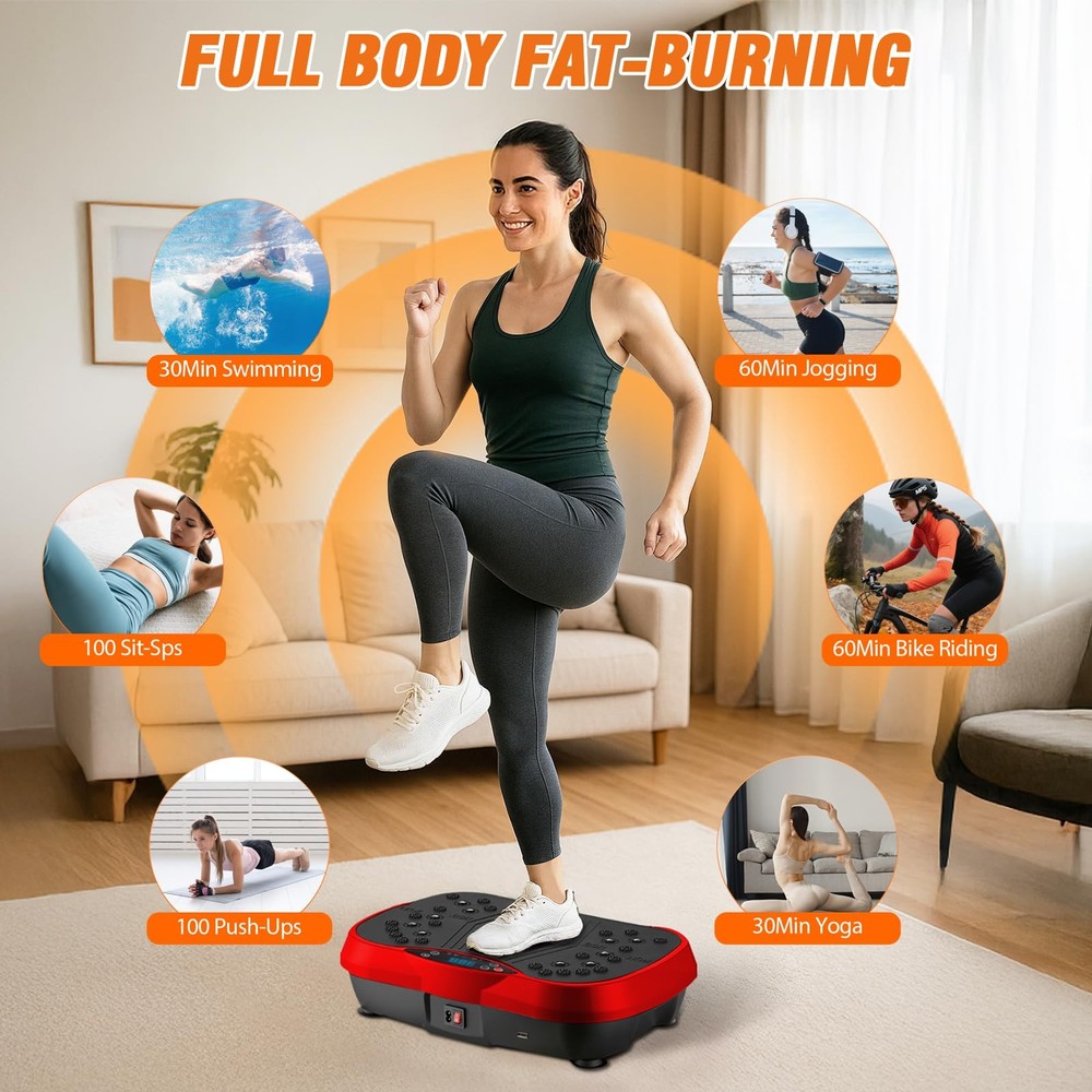 Vibration Plate Exercise Machine, 10 Modes & 200-Level Vibration Platform for...