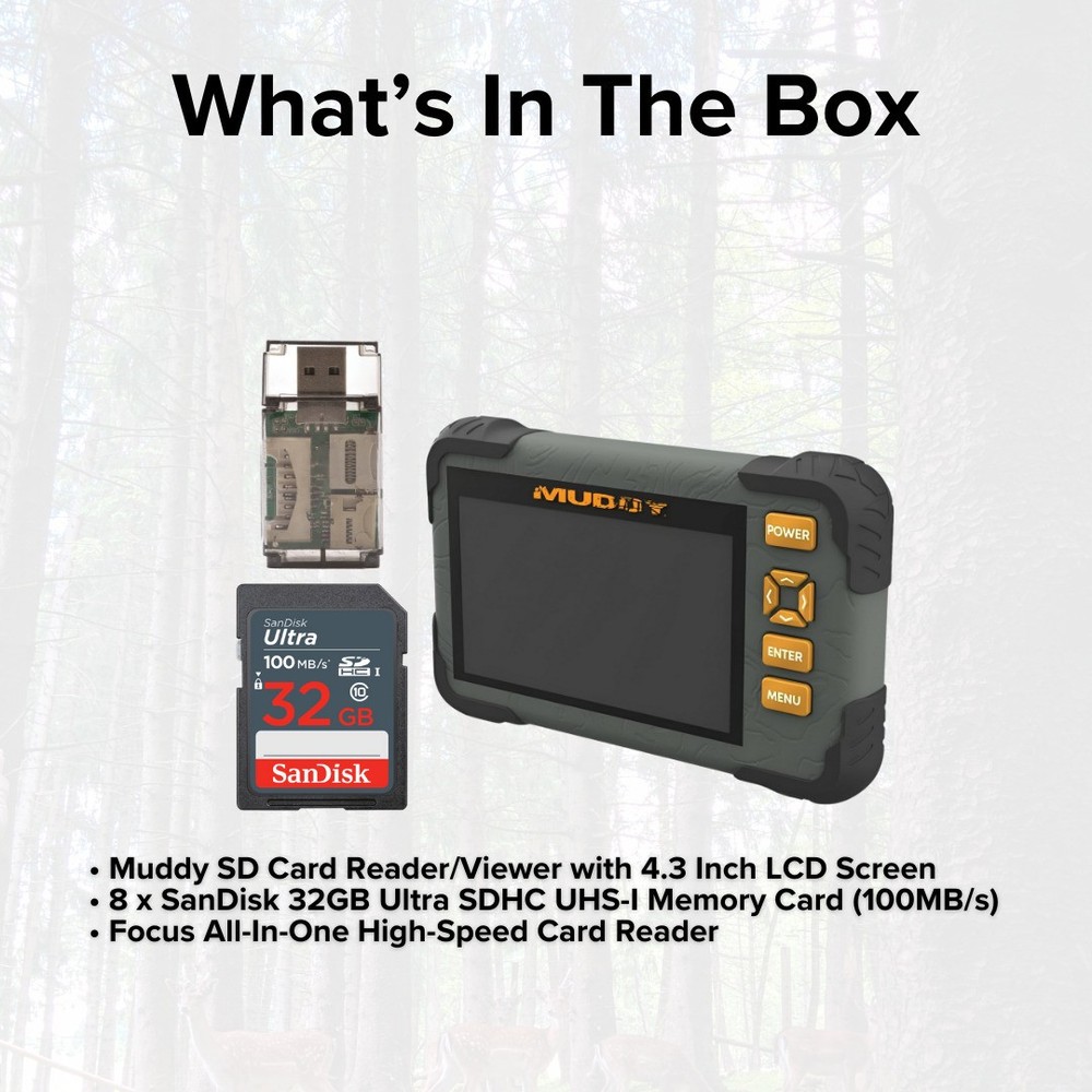 Muddy 4.3 Inch LCD Screen SD Card Reader Viewer (4 Pack) Memory Card Bundle