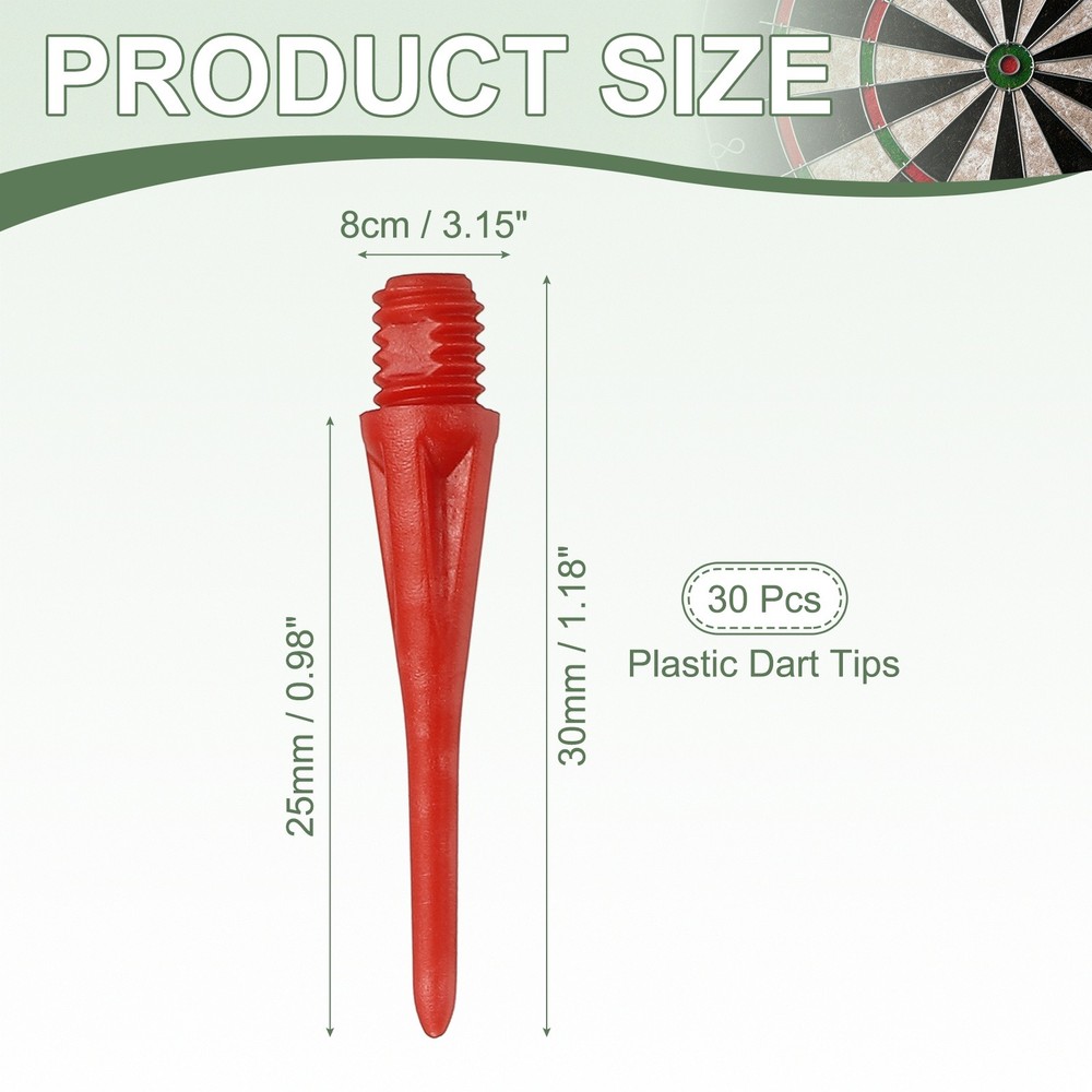 Plastic Dart Tips, 2BA Thread Soft Tip Dart Accessories 30 Pack & Red