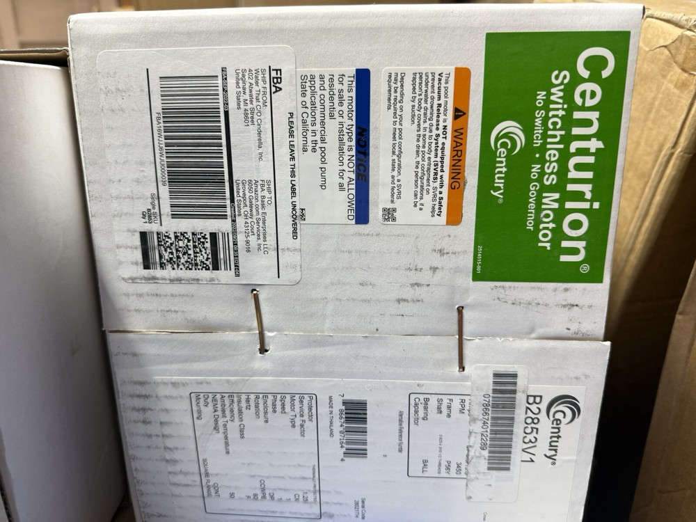 CENTURY B2853V1 Single Phase Pool Pump Motor for Pools