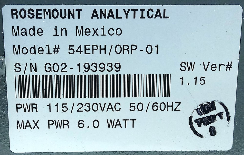 Rosemount 54EPH/ORP-01 115/230 V AC PH/ORP Analyzer