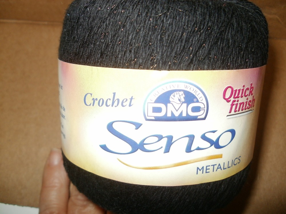 3 Pack DMC Senso Metallic Crochet Thread-Black 100 Yards