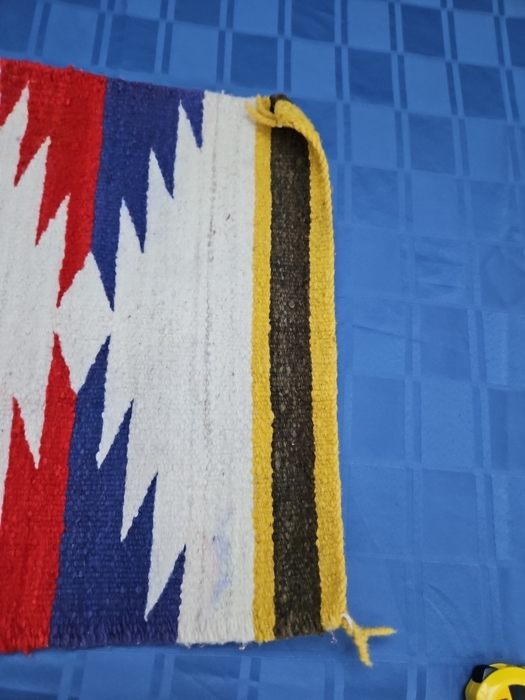 Vintage Navajo Rug Small Native American Indian 20x39 Geometric Weaving Antique