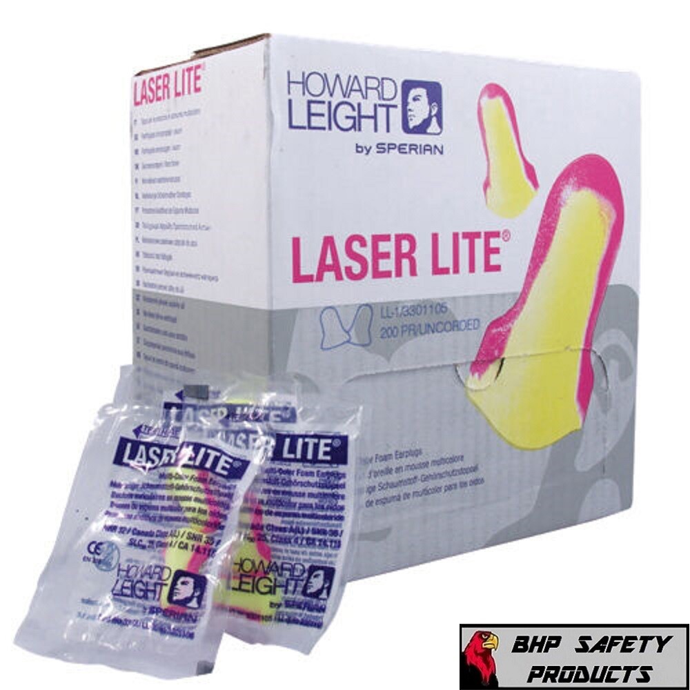 LL1 Howard Leight Laser Lite Ear Plugs UNCORDED NRR 32, 200/Pair Box