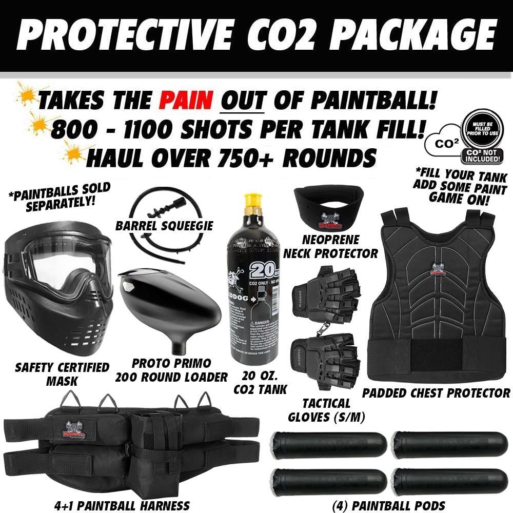 Maddog Tippmann Vantage Protective CO2 Paintball Gun Marker Starter Package