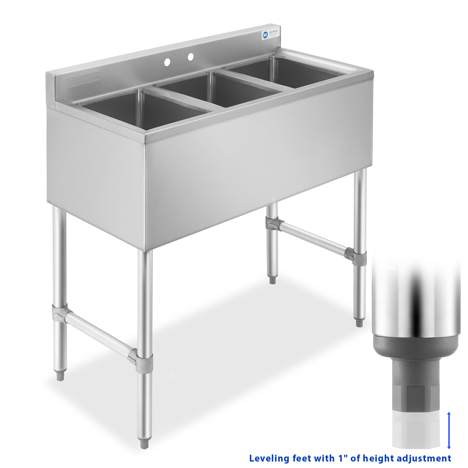 Three Compartment Commercial Kitchen Sink - Stainless Steel
