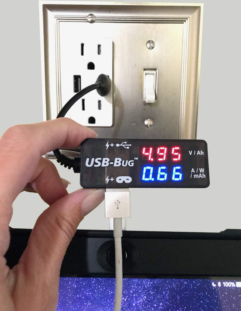 Usb-Bug Dual-Output Inline USB-A Tester with Data Masking Port
