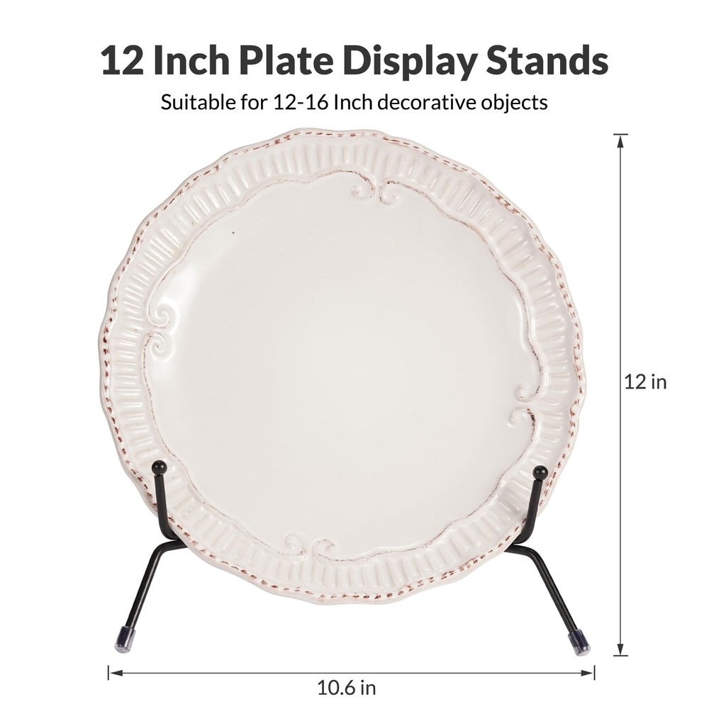 Jinzory 2 Pack 12 Inch Black Iron Plate Display Stands for Frames,
