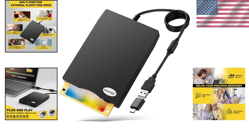Reliable External USB Floppy Disk Reader for Windows - Lightweight & Durable