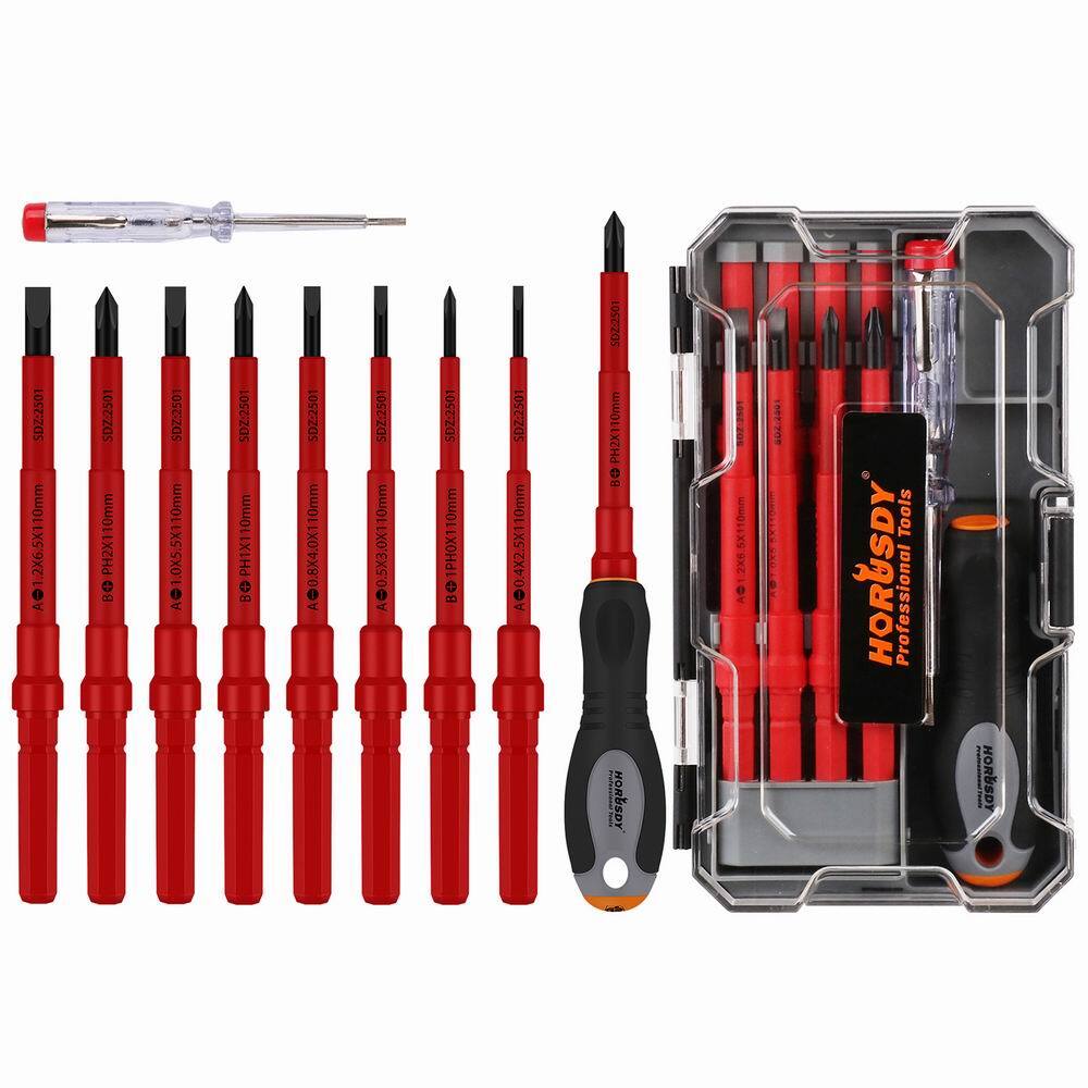 HORUSDY 1000v Insulated Screwdriver Set 10PC All-in One Magnetic Tip Elactrician