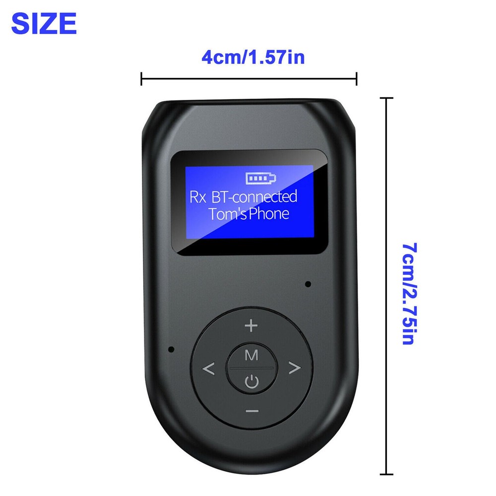 3in1 0.96"Screen Bluetooth 5.0 Transmitter Receiver Wireless Audio 3.5mm Adapter