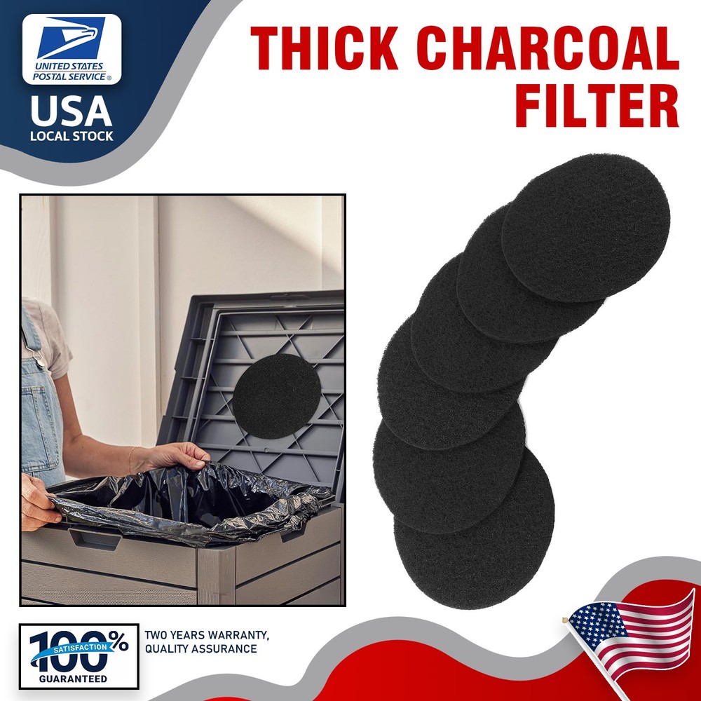 6.7" Round Charcoal Filter Extra Thick 0.4" For Kitchen Compost Bin Replace