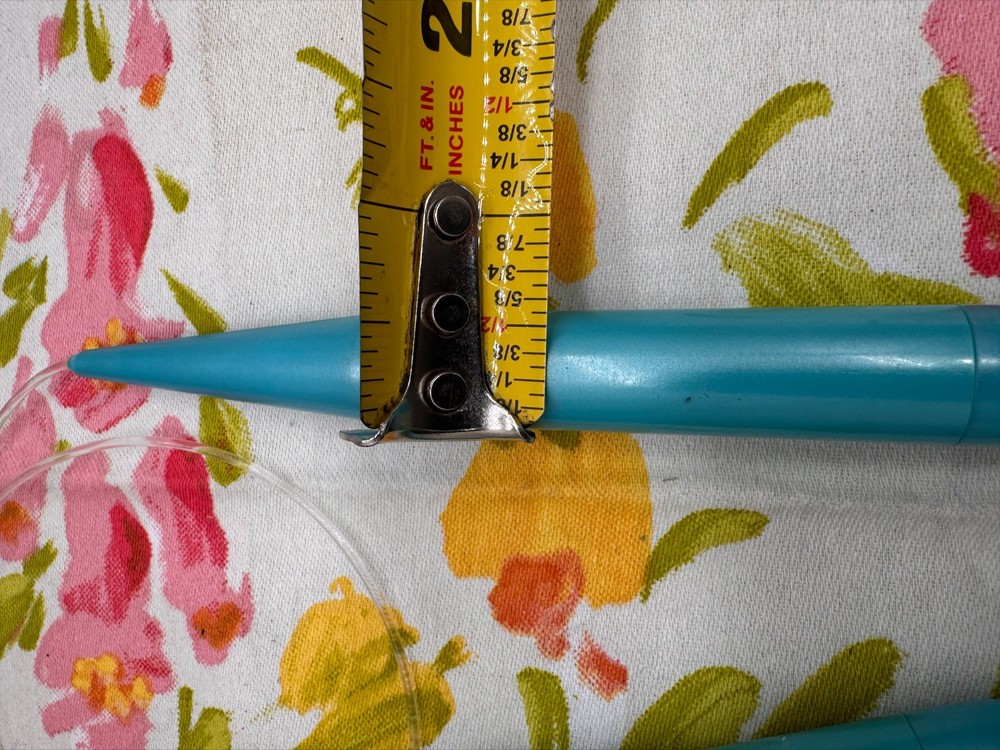 Vintage Circular Knitting Needles Teal Plastic Tips Clear Cable Sewing Tool