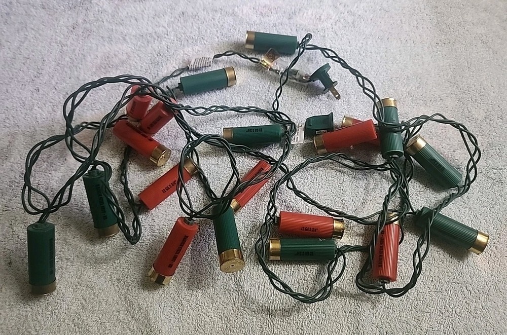 Shotgun Shells Light String 20 Count Christmas Camper Deck Red & Green Working