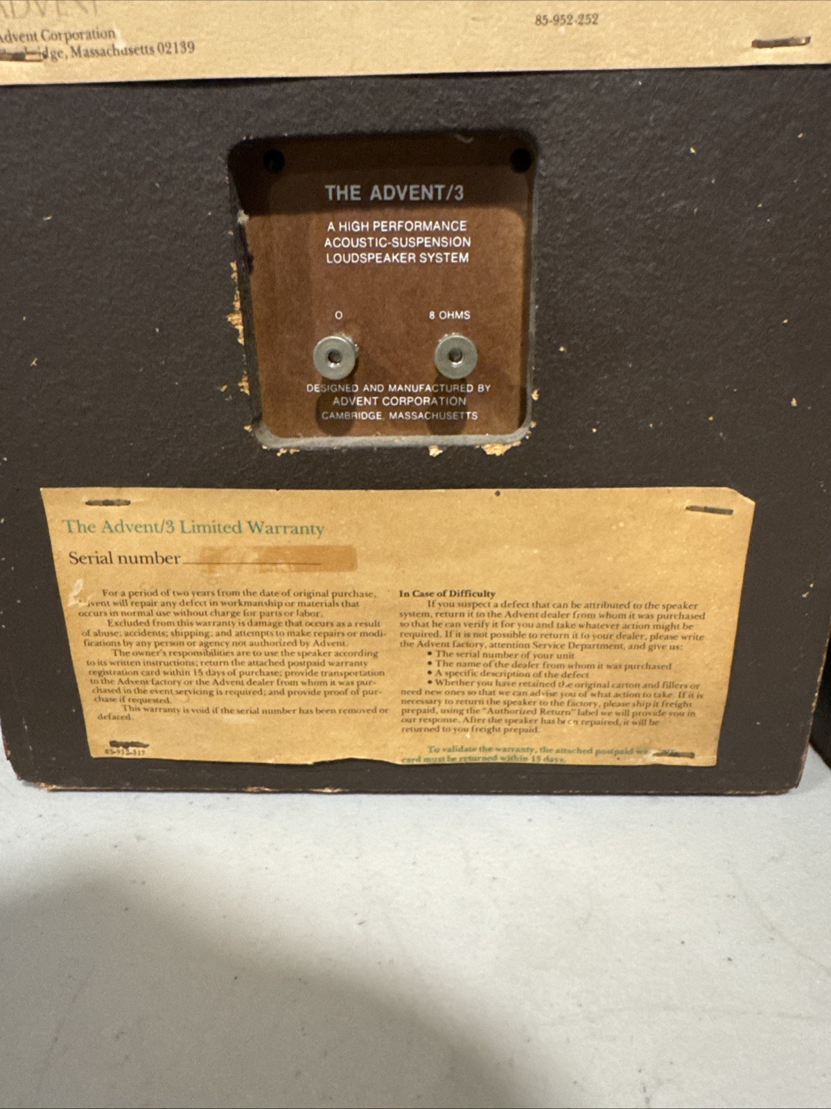 Advent /3 Bookshelf Speakers Original Grill Cloth & OG Badges - Tested