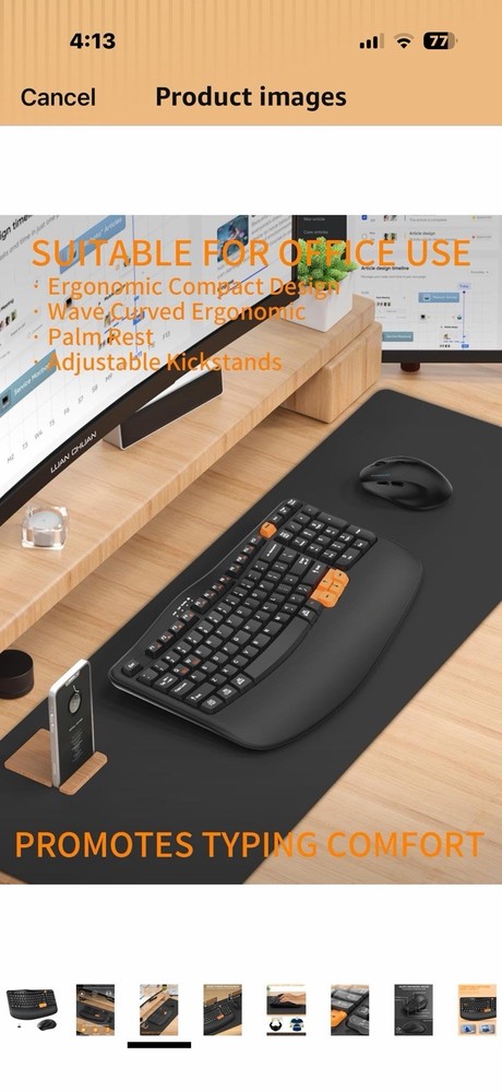Wireless Keyboard & Mouse Combo 2.4G Ergonomic Spill-Resistant Black