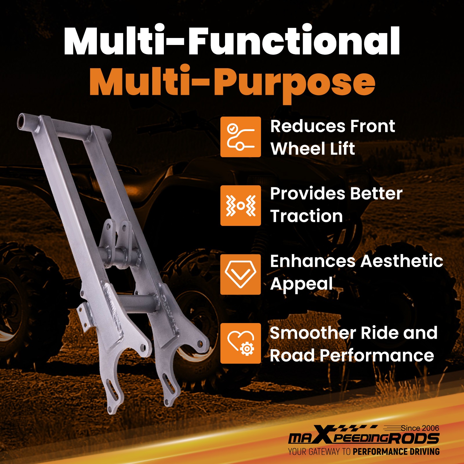 +4Inch Extended Chrome For Yamaha Banshee 350 Rear Swing Arm YFZ350 1987-2006