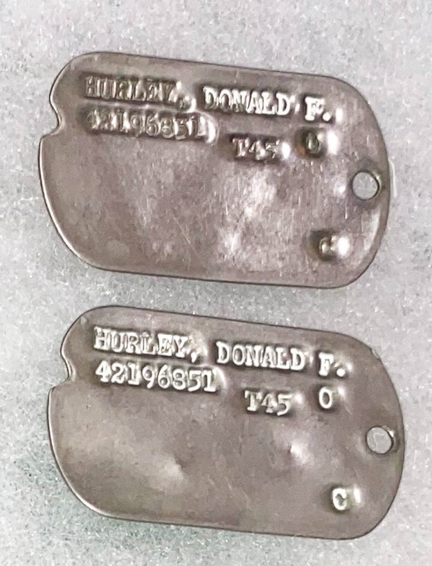 WWII Set Donald Hurley T-45 Dated Dog Tags