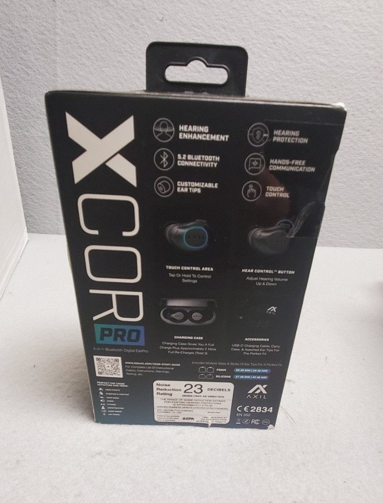 AXIL XCOR PRO Bluetooth Tactical Earbuds Includes Charging Case Black XCOR-R