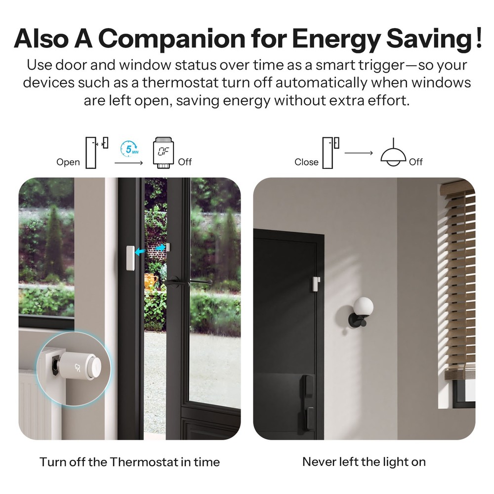 4PCS SONOFF Zigbee Door and Window Sensor, Window Door Contact Alarm App Control