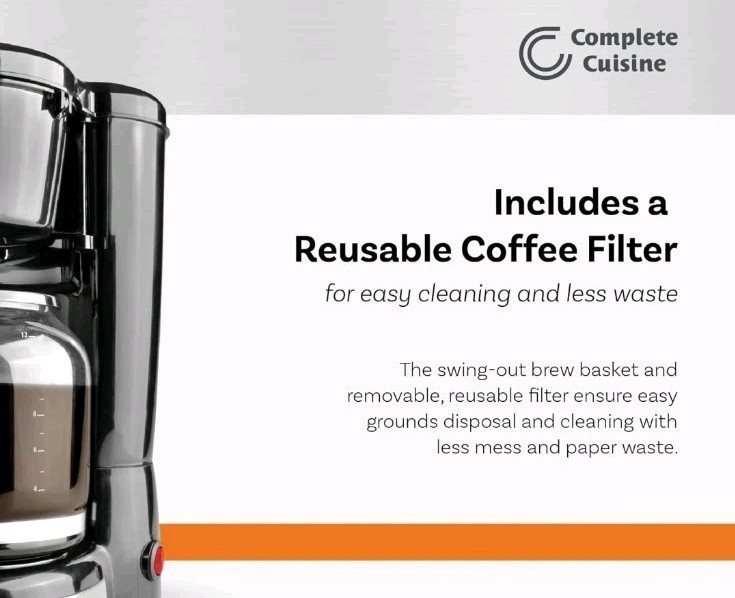 Complete Cuisine 12 Cup Coffee maker NEW