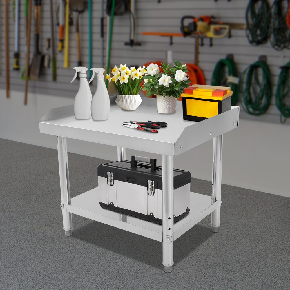 Commercial Kitchen Work Table Adjustable Work Bench Stainless Steel Prep Table