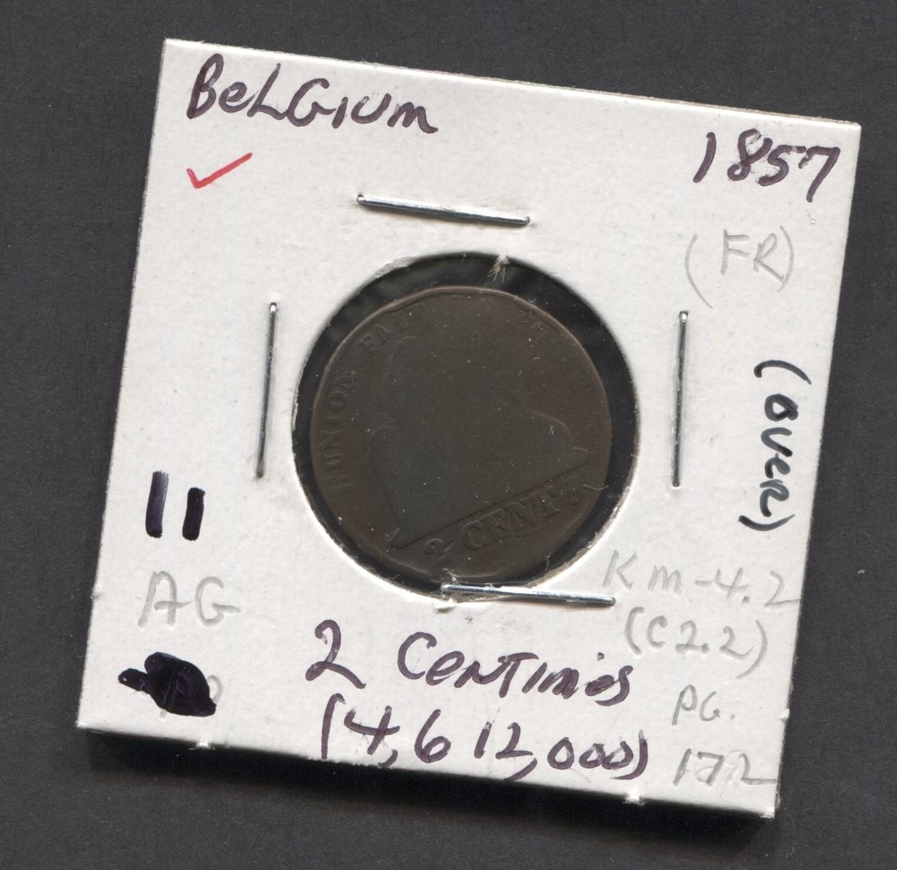 1857-Belgium-AG/ 2 Centimes