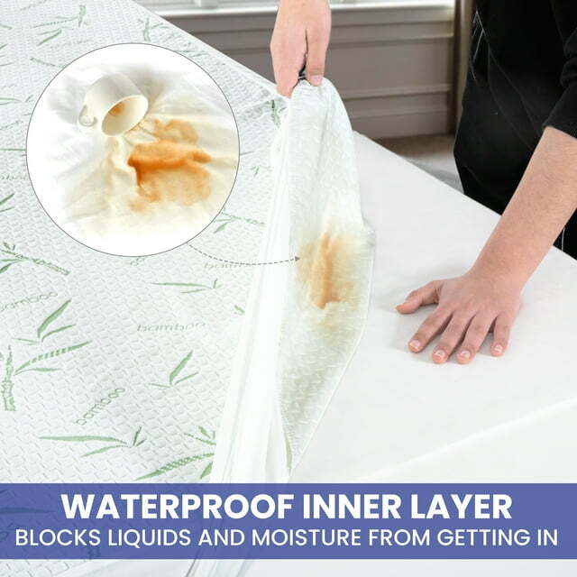 Bamboo Mattress Protector Deep Pocket Waterproof Breathable Fitted Bed Cover