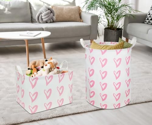 Rectangular Basket Empty, Storage Bin, Waterproof Book Box with 1 Pink Heart