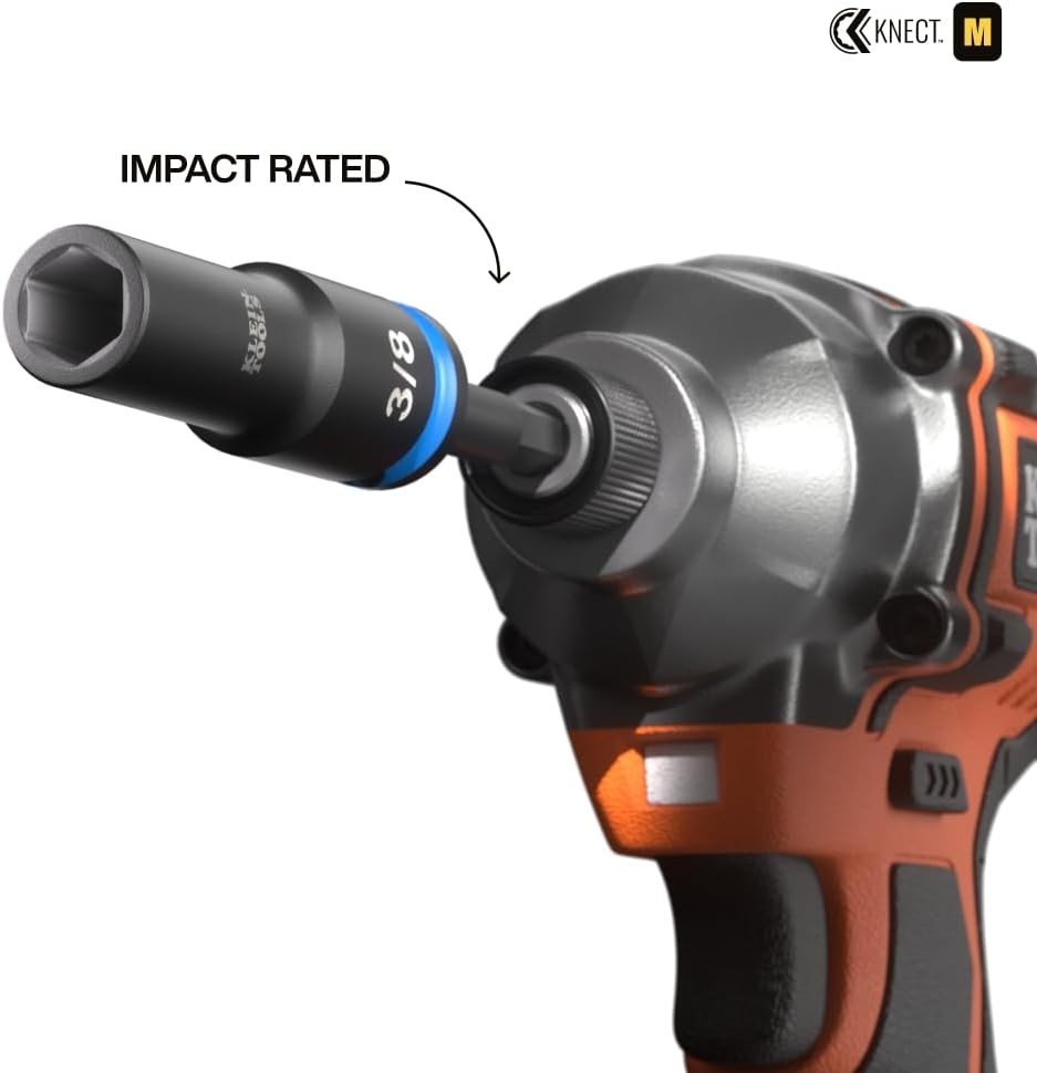 Klein Tools 65121IMPCT KNECT Deep-Well 3/8-Inch Drive Impact Socket Set, SAE