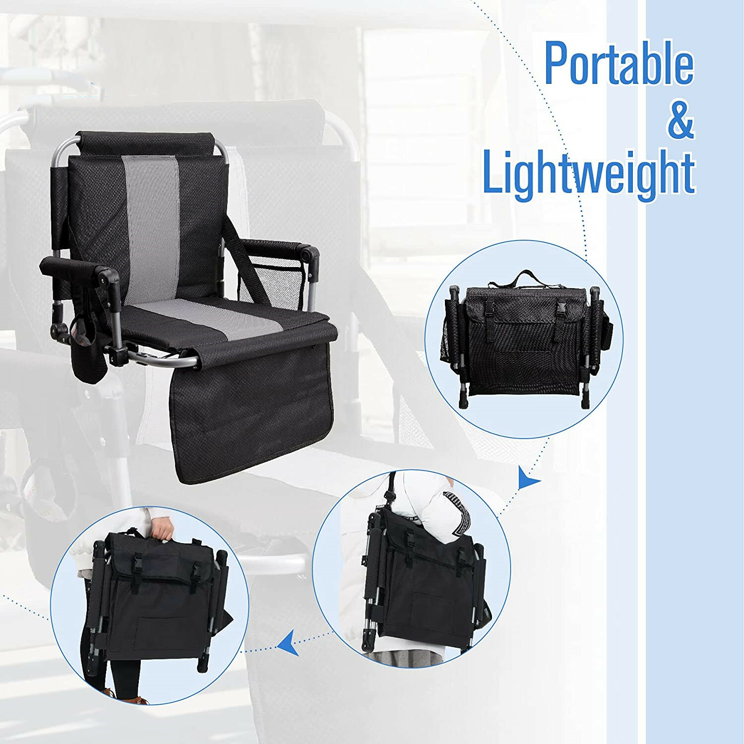 Stadium Seat Portable Folding Padded Stadium Seats for Bleacher Chair Cup Holder