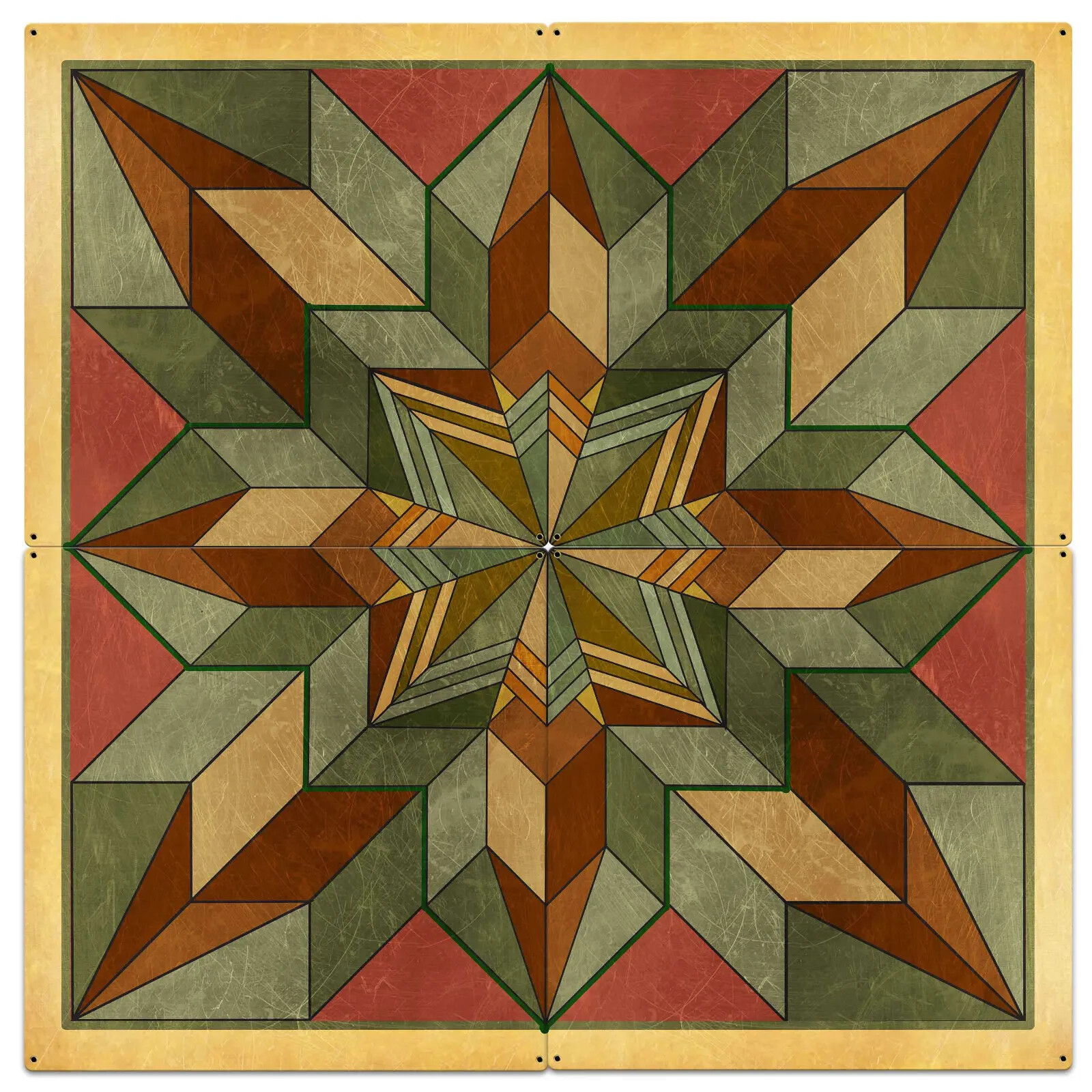 Barn Quilt Sign, Box Pattern Desert Tone, Square Metal Sign, 9 Sizes