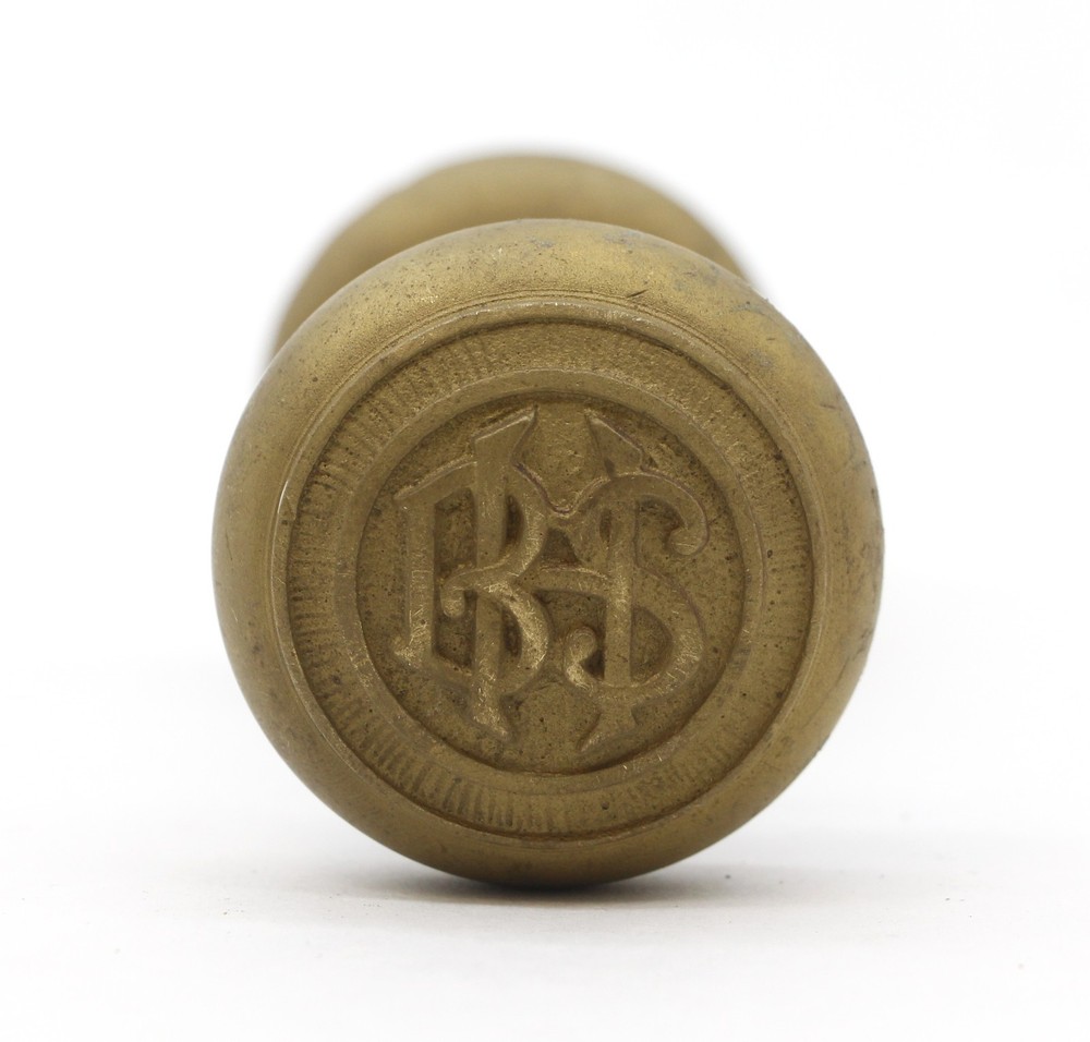 Pair of Antique BHS Emblematic Brass Door Knobs