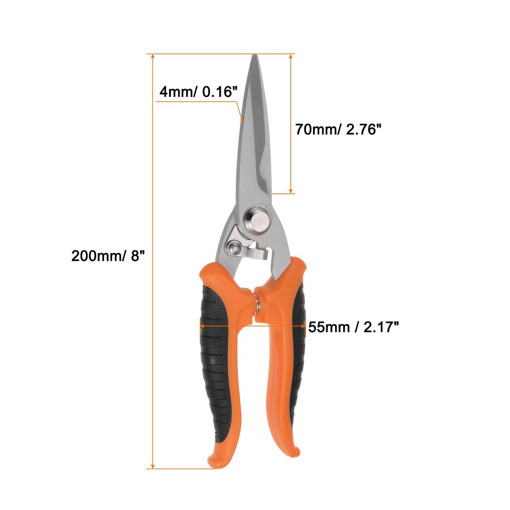 8 Inch Industrial Scissors with Orange Black Handle
