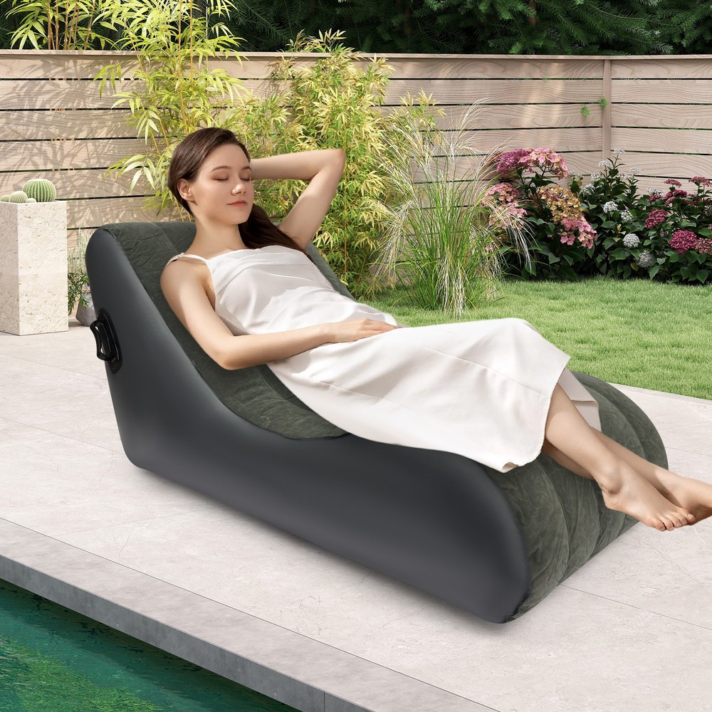 PVC Flocking Sofa Bed Max Capacity 440.92lbs Inflatable Sofa Folding Sofa Bed