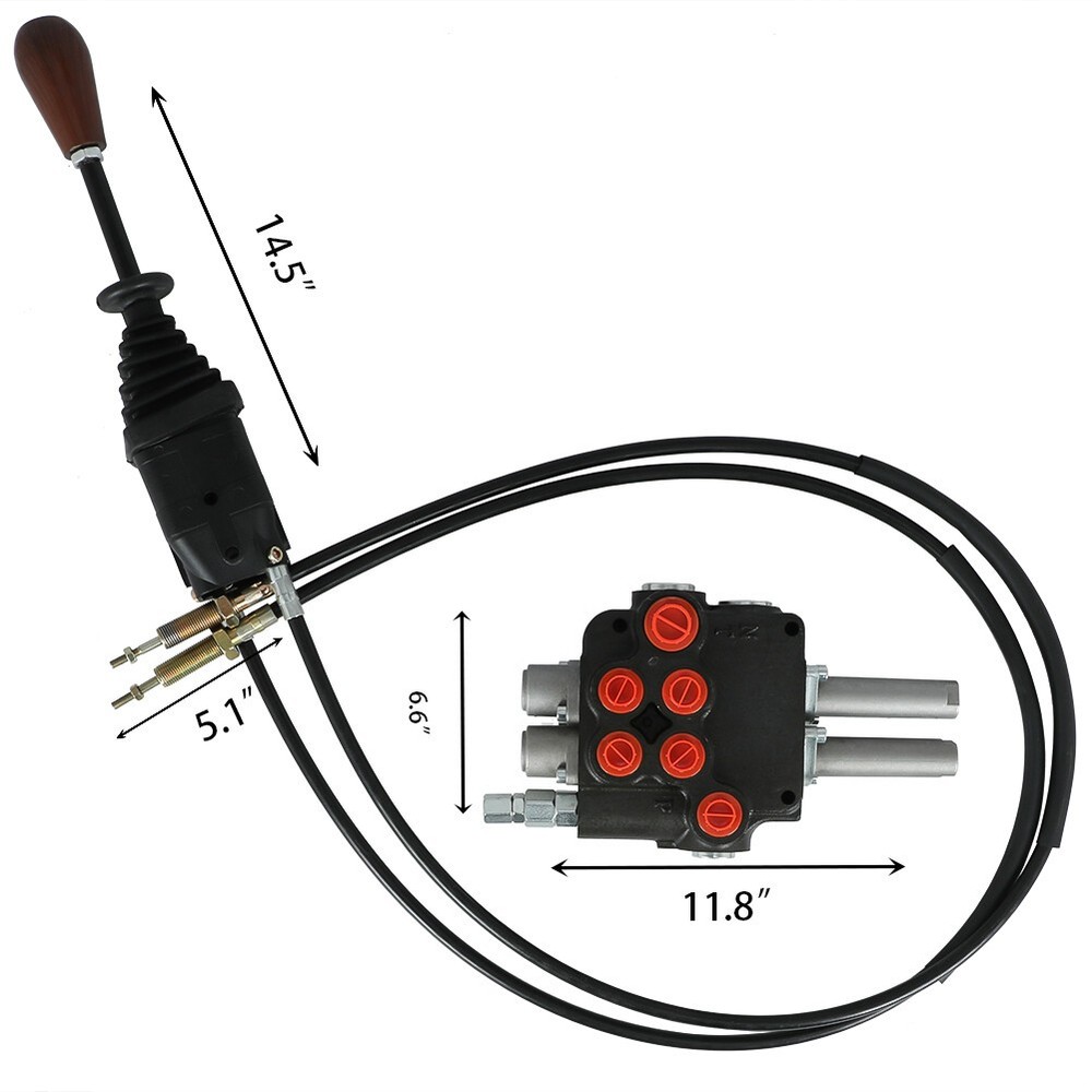 2 Spool Remote Control Cable Joystick 80L/m 21gpm P80 Multi-Way Reversing Valve