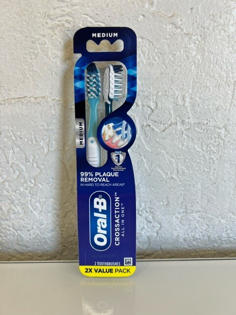 Oral-B CrossAction All In One Toothbrushes, Medium, 2 pack