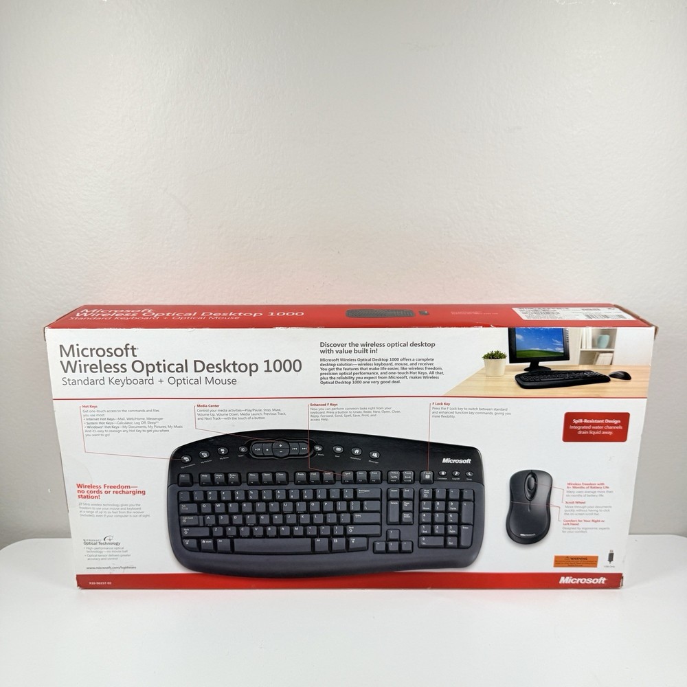 Microsoft Wireless Optical Desktop 1000 Standard Keyboard & Mouse Open Box