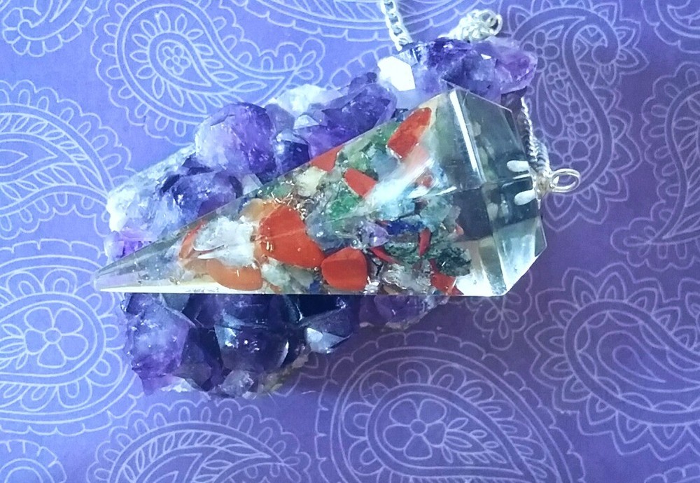 ORGONE DOWSING PENDULUM, CHAKRA CRYSTAL Dowsing PENDULUM With POUCH