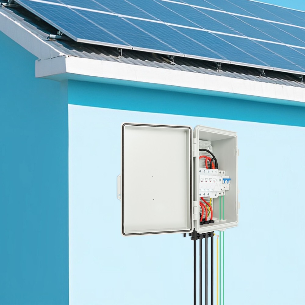Solar Combiner Box PV Combiner 63A Circuit Breaker 4-String For Solar Panel Kit