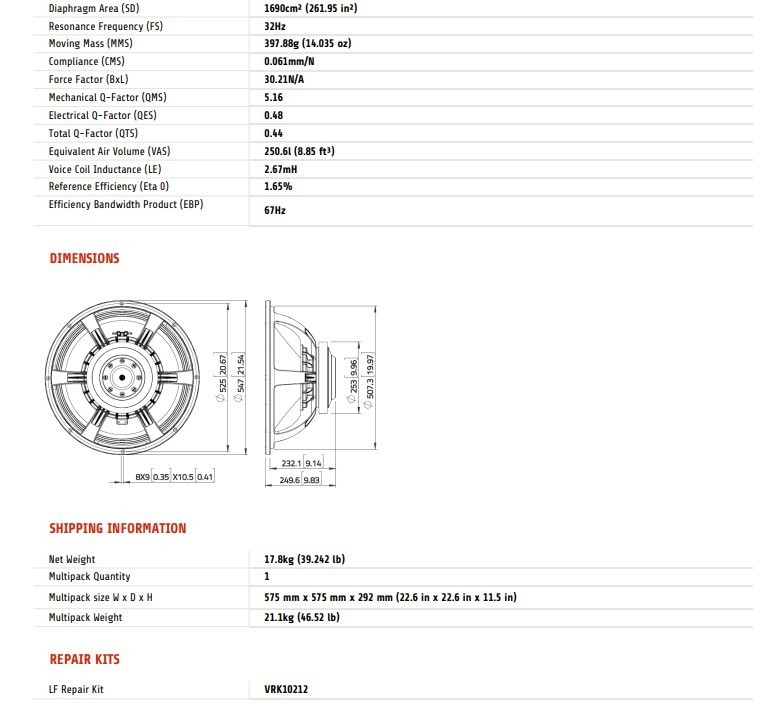 LaVoce 21" 4000 Watt 8ohm SAF214.50 Subwoofer ULF 4.5" VC Pro Audio Home Theater
