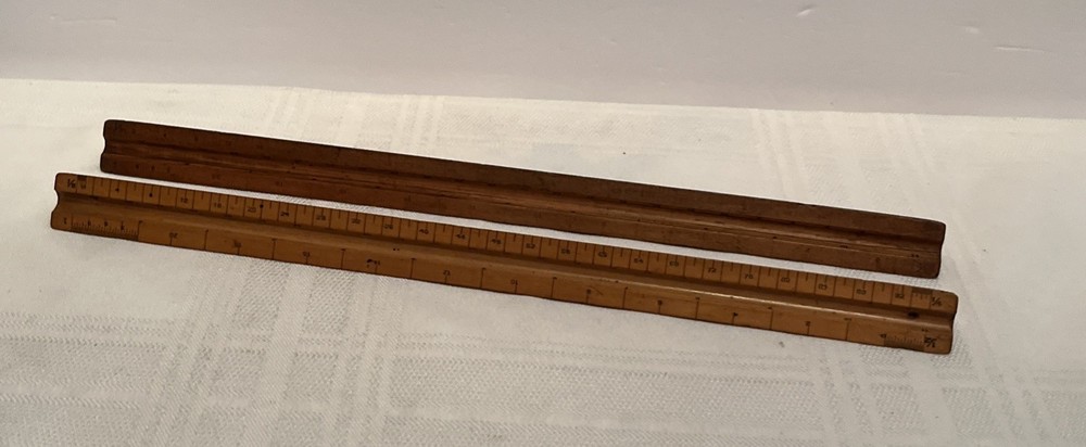 2 Vintage Triangular Scale Ruler Engineer Divided Eugene Dietzge 1626 Germany