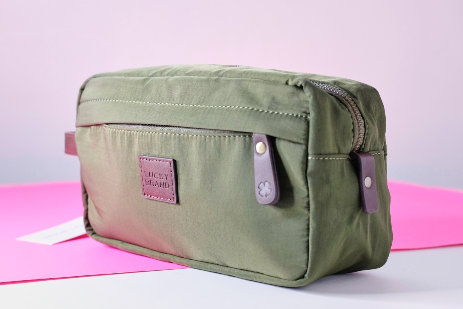 Lucky Brand Organizer Bag Travel Pack Toiletry Dopp Kit Olive Green