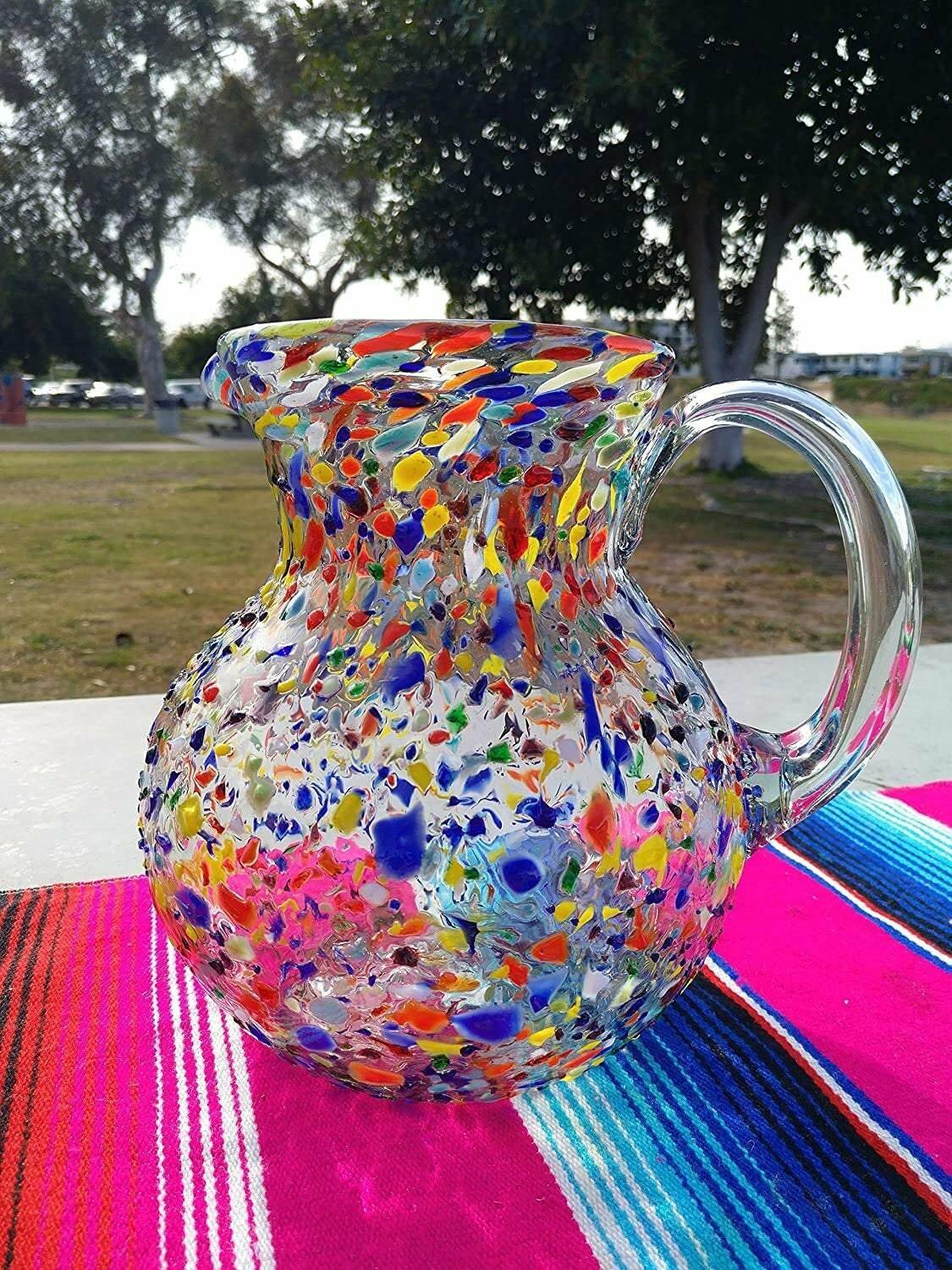 Confetti Rock Design Glass Pitcher - Juice, Margaritas, Water, Lemonade (84 oz)