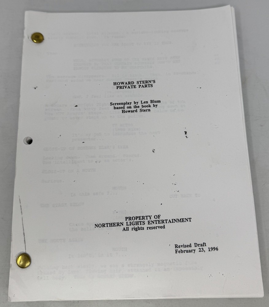 HOWARD STERN’S PRIVATE PARTS SCREENPLAY SCRIPT VERY RARE!