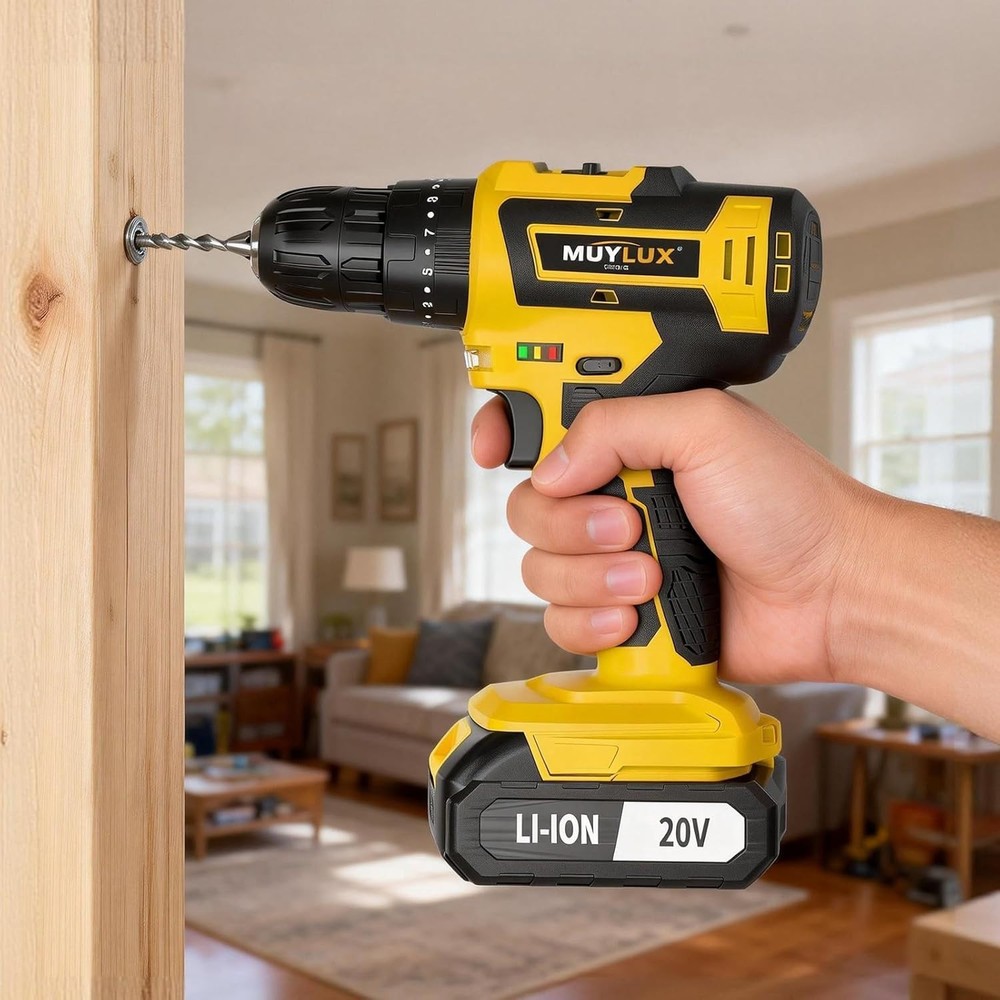 21V Cordless Drill Power 2x Battery Charger high Torque 2-Variable Screwdriver