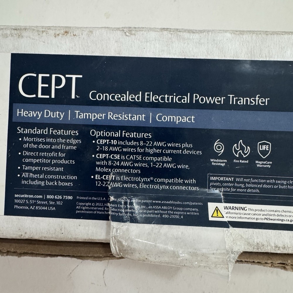 SECURITRON EL-CEPT-613E Concealed Electrical Power Transfer New E52