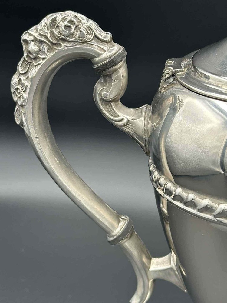 Birmingham Silver Co Silver on Copper Silver Plated Lidded Coffee Pot 10”