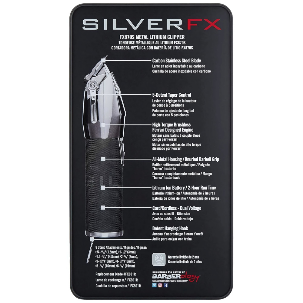 BaBylissPRO Clipper, Trimmer & Shaver Set Silver | FXDUOFS2TS + FX870S | NEW