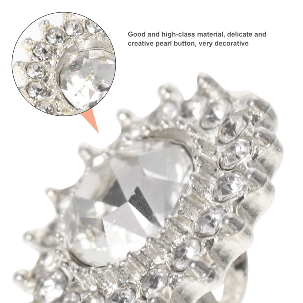 8 Pcs Big Rhinestone Buttons Assorted White Lightweight Portable